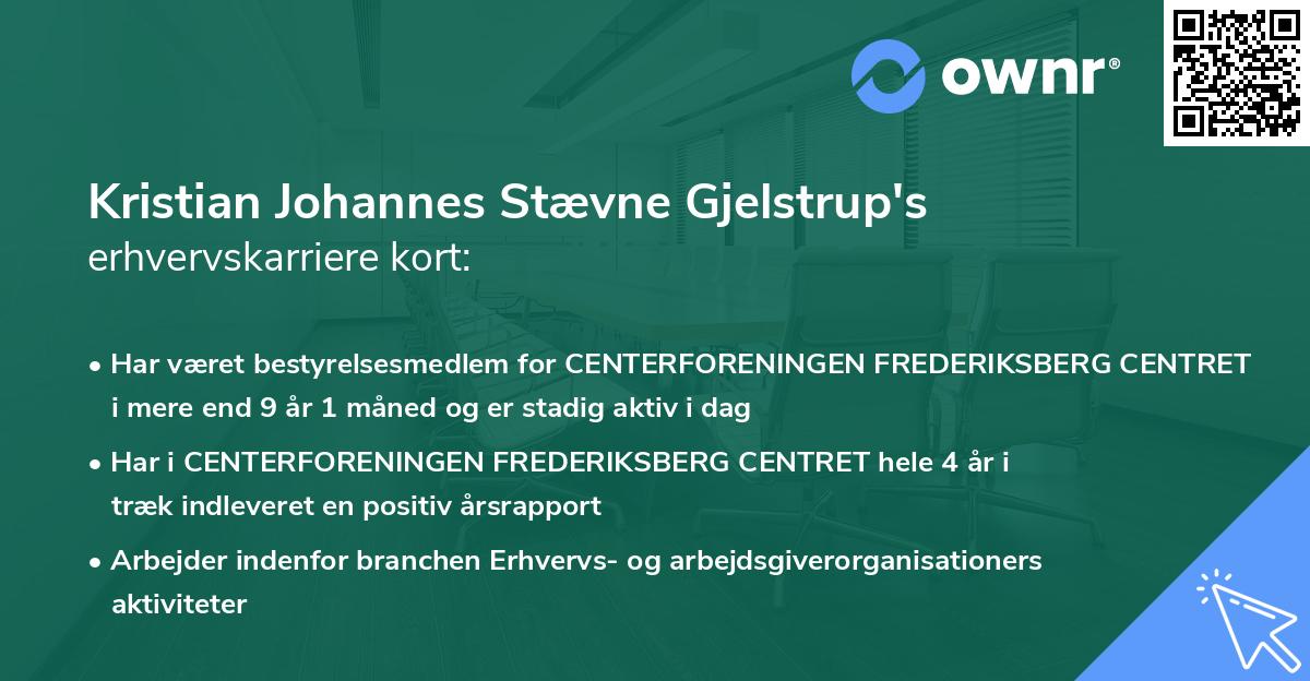 Kristian Johannes Stævne Gjelstrup's erhvervskarriere kort