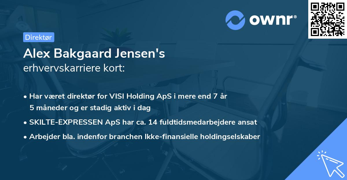 Alex Bakgaard Jensen's erhvervskarriere kort