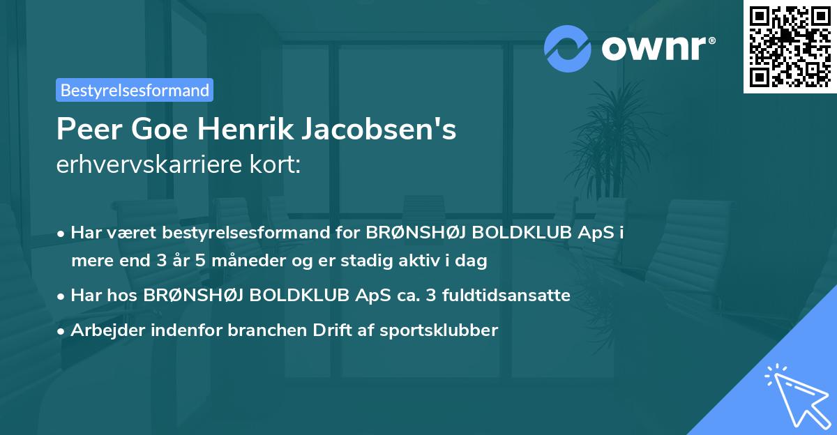 Peer Goe Henrik Jacobsen's erhvervskarriere kort