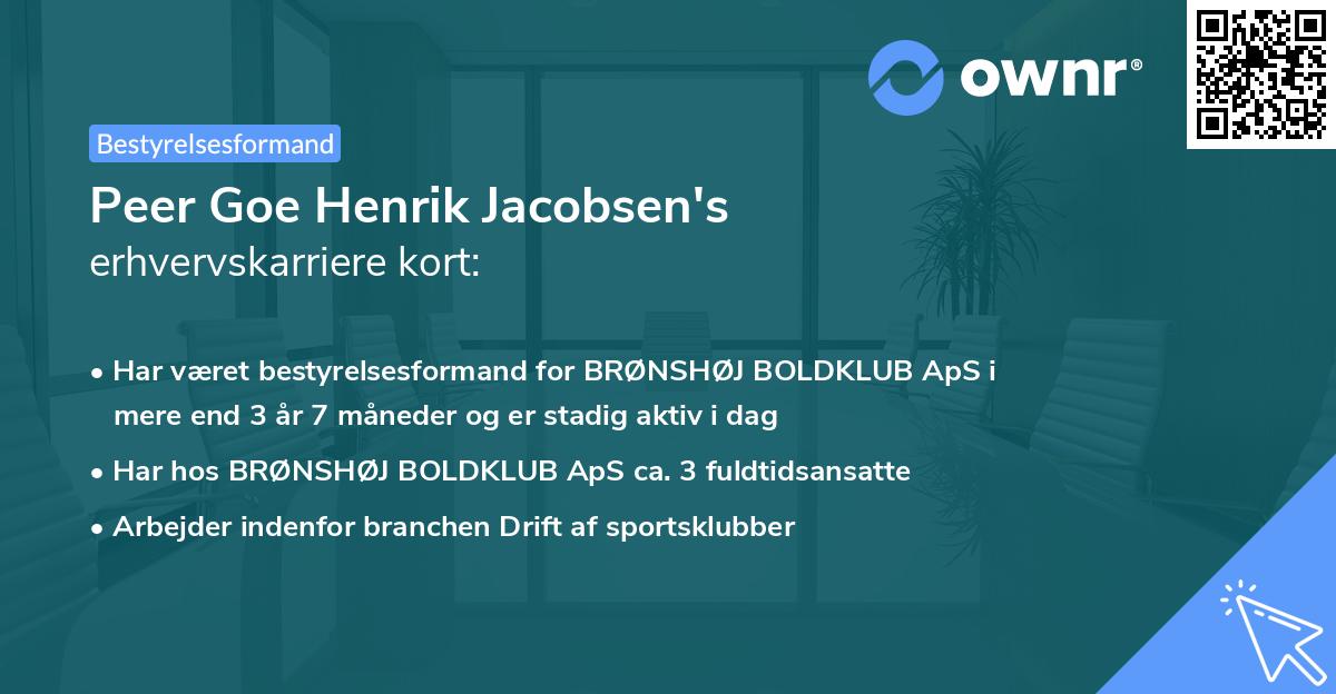 Peer Goe Henrik Jacobsen's erhvervskarriere kort