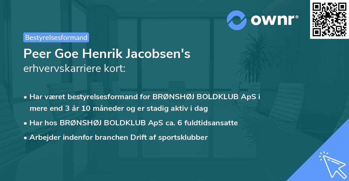 Peer Goe Henrik Jacobsen's erhvervskarriere kort