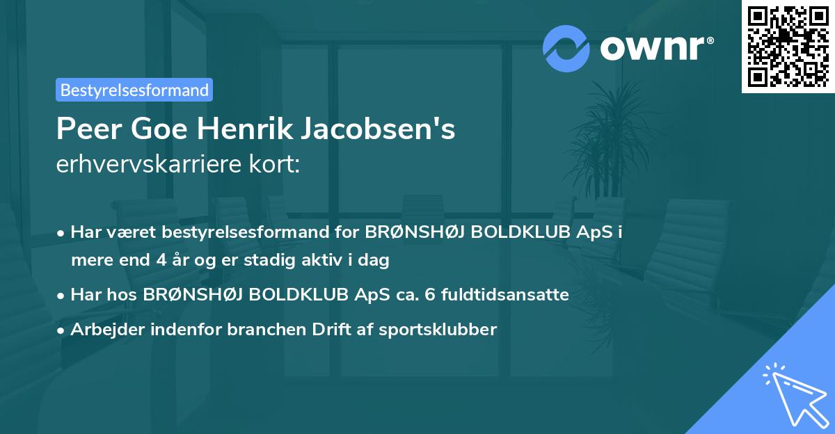 Peer Goe Henrik Jacobsen's erhvervskarriere kort