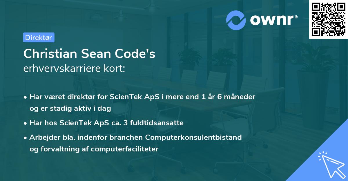 Christian Sean Code's erhvervskarriere kort