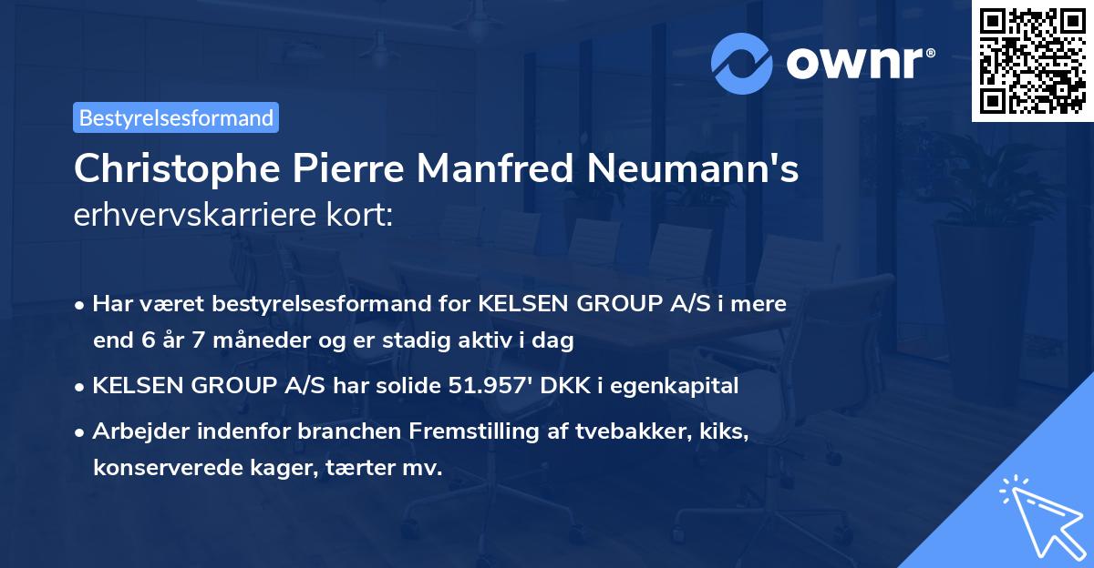 Christophe Pierre Manfred Neumann's erhvervskarriere kort