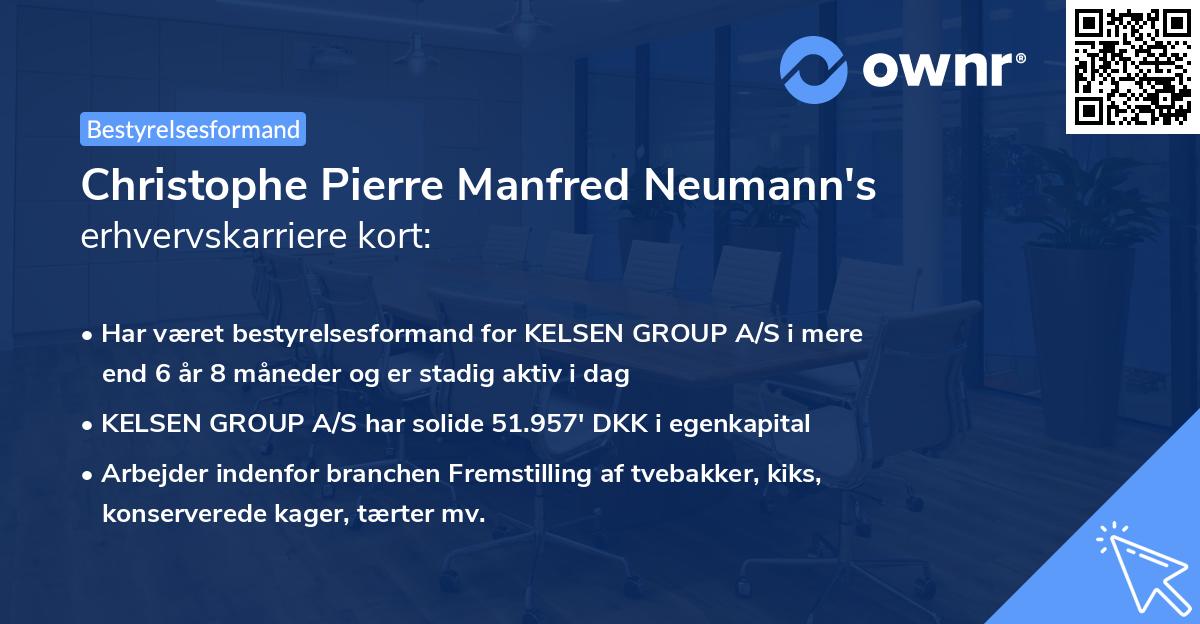 Christophe Pierre Manfred Neumann's erhvervskarriere kort
