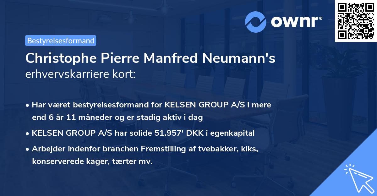Christophe Pierre Manfred Neumann's erhvervskarriere kort