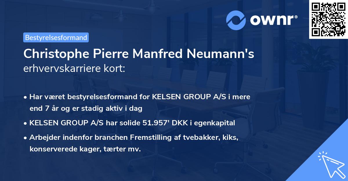 Christophe Pierre Manfred Neumann's erhvervskarriere kort