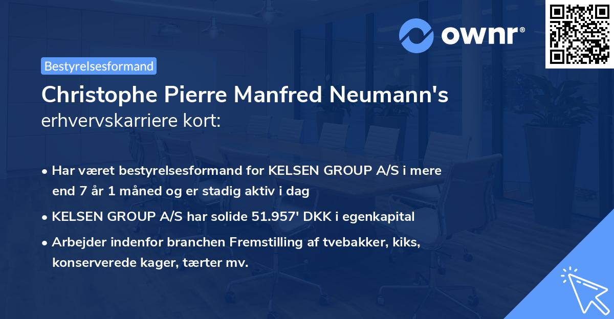 Christophe Pierre Manfred Neumann's erhvervskarriere kort