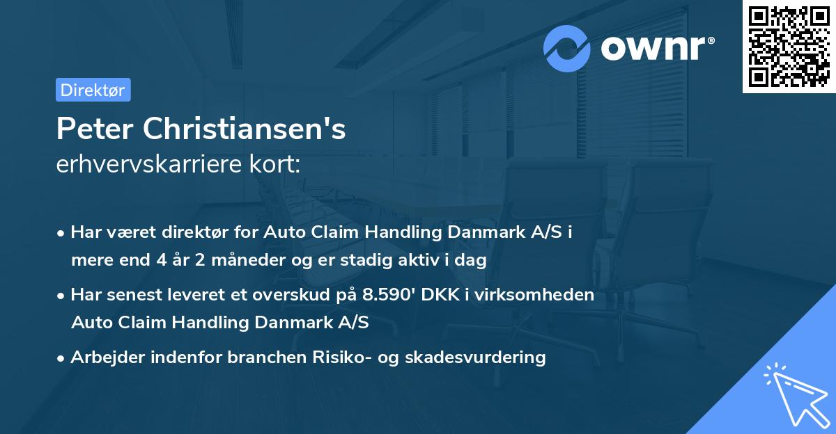 Peter Christiansen's erhvervskarriere kort
