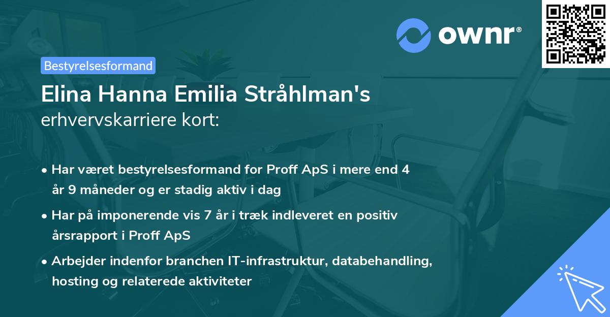 Elina Hanna Emilia Stråhlman's erhvervskarriere kort