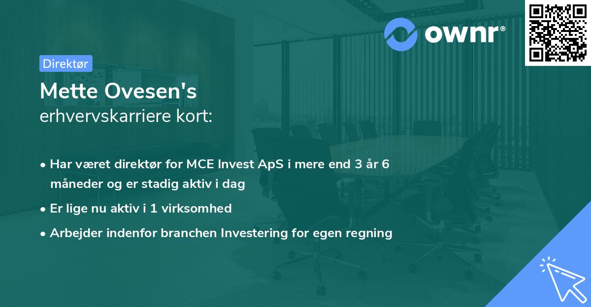 Mette Ovesen's erhvervskarriere kort