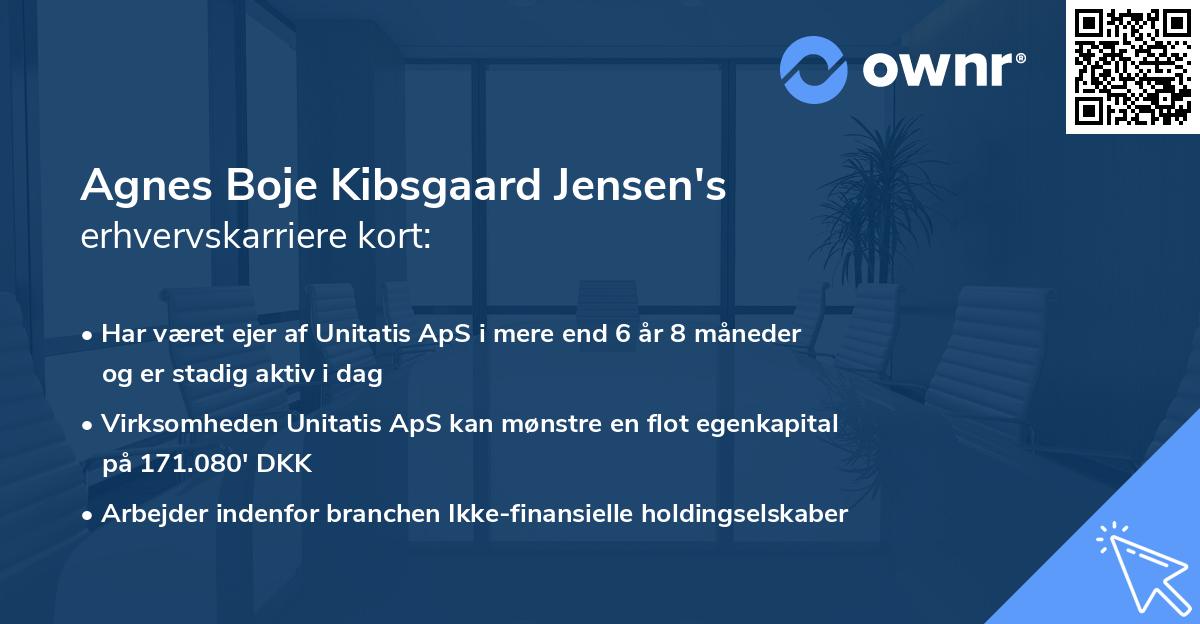 Agnes Boje Kibsgaard Jensen's erhvervskarriere kort