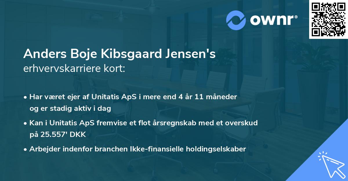 Anders Boje Kibsgaard Jensen's erhvervskarriere kort