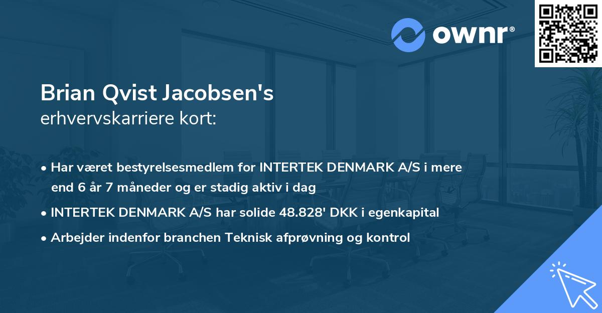 Brian Qvist Jacobsen's erhvervskarriere kort