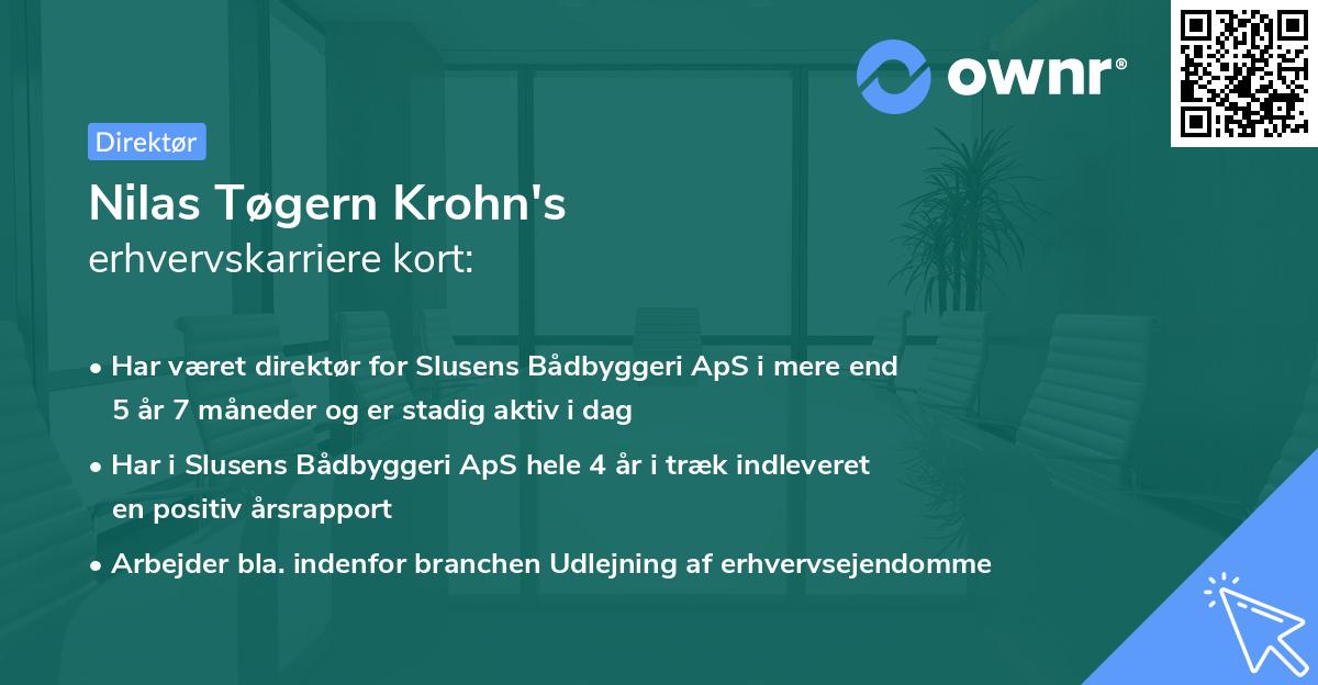 Nilas Tøgern Krohn's erhvervskarriere kort