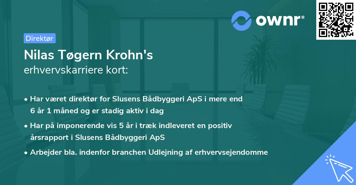 Nilas Tøgern Krohn's erhvervskarriere kort