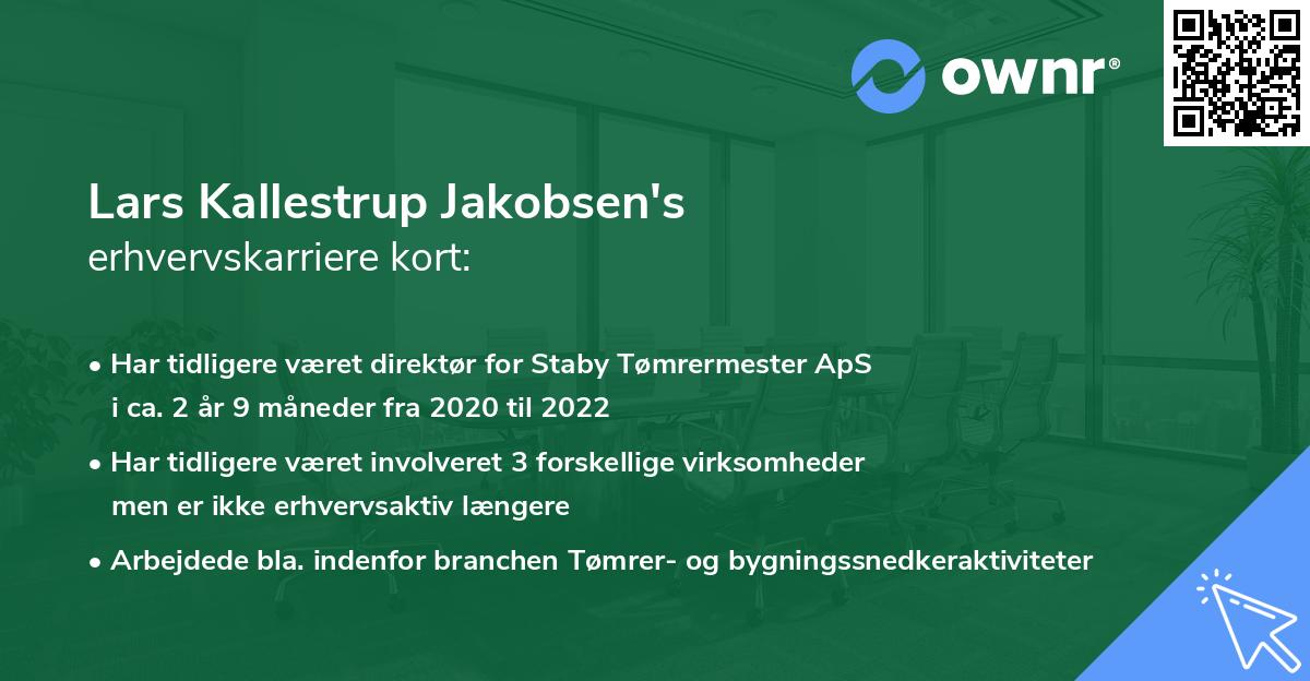 Lars Kallestrup Jakobsen's erhvervskarriere kort