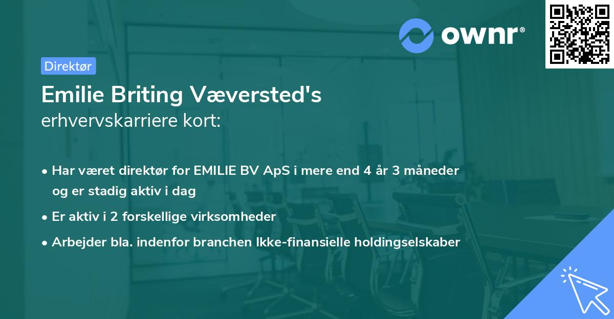 Emilie Briting Væversted's erhvervskarriere kort
