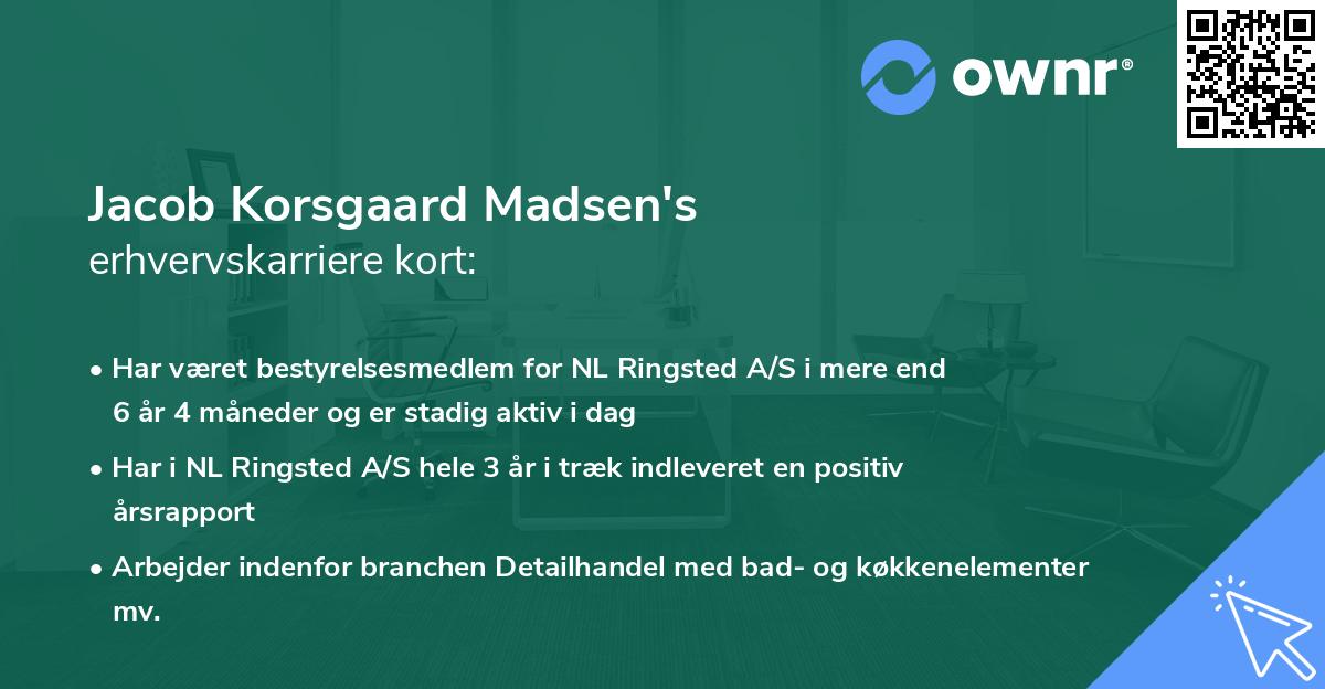 Jacob Korsgaard Madsen's erhvervskarriere kort