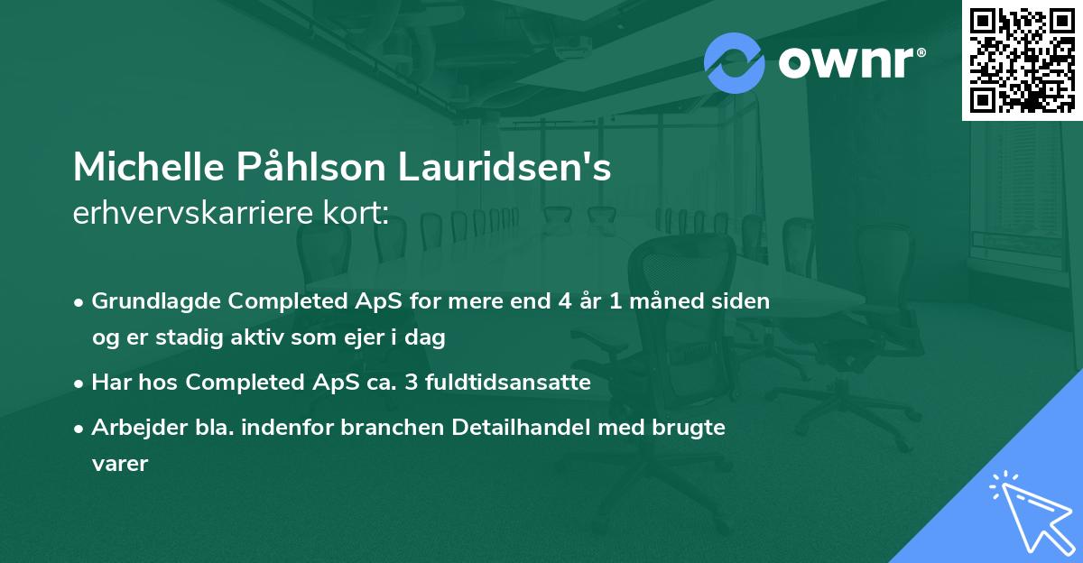 Michelle Påhlson Lauridsen's erhvervskarriere kort