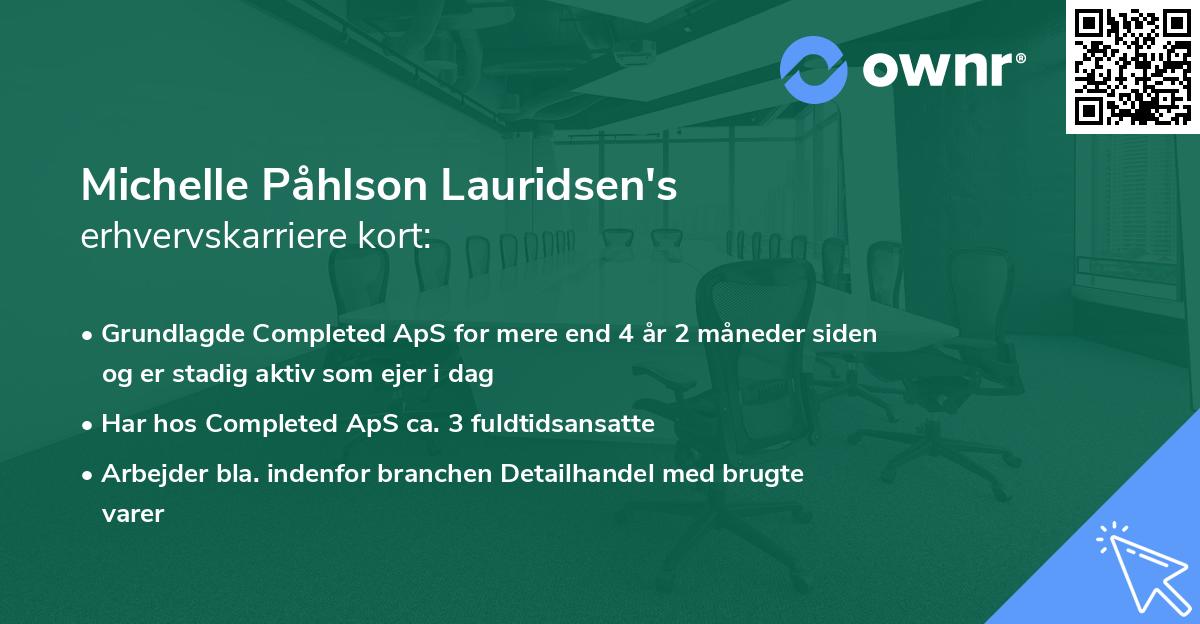 Michelle Påhlson Lauridsen's erhvervskarriere kort