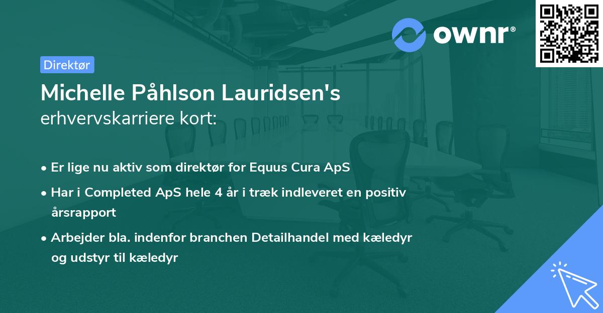 Michelle Påhlson Lauridsen's erhvervskarriere kort
