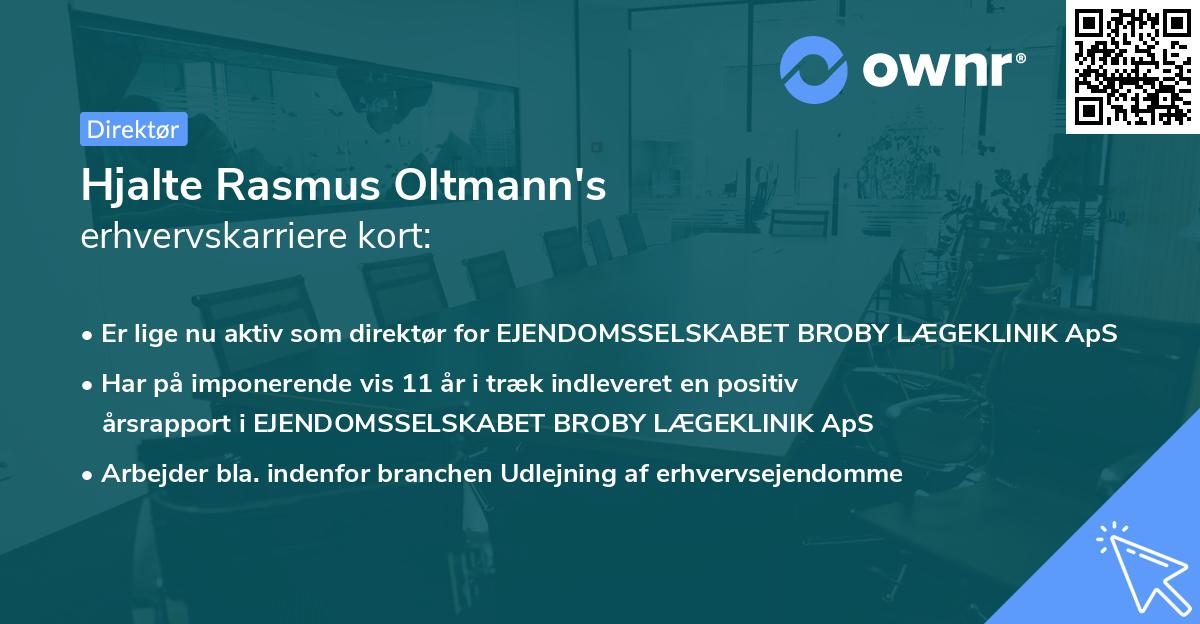 Hjalte Rasmus Oltmann's erhvervskarriere kort