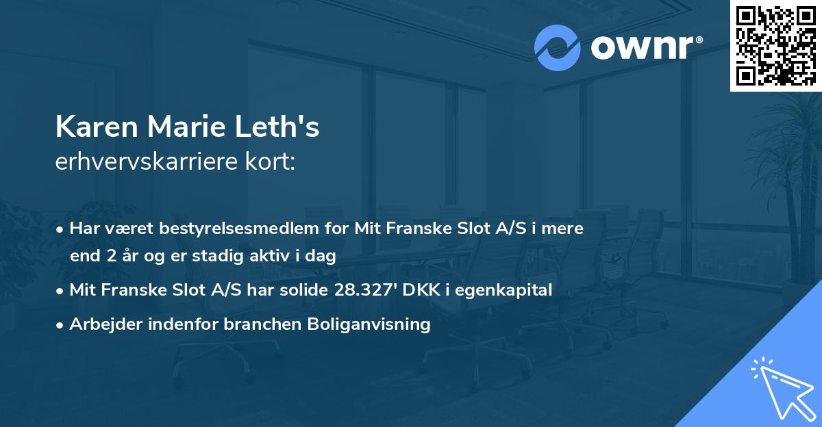 Karen Marie Leth's erhvervskarriere kort