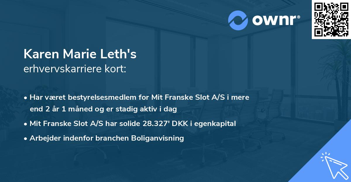 Karen Marie Leth's erhvervskarriere kort