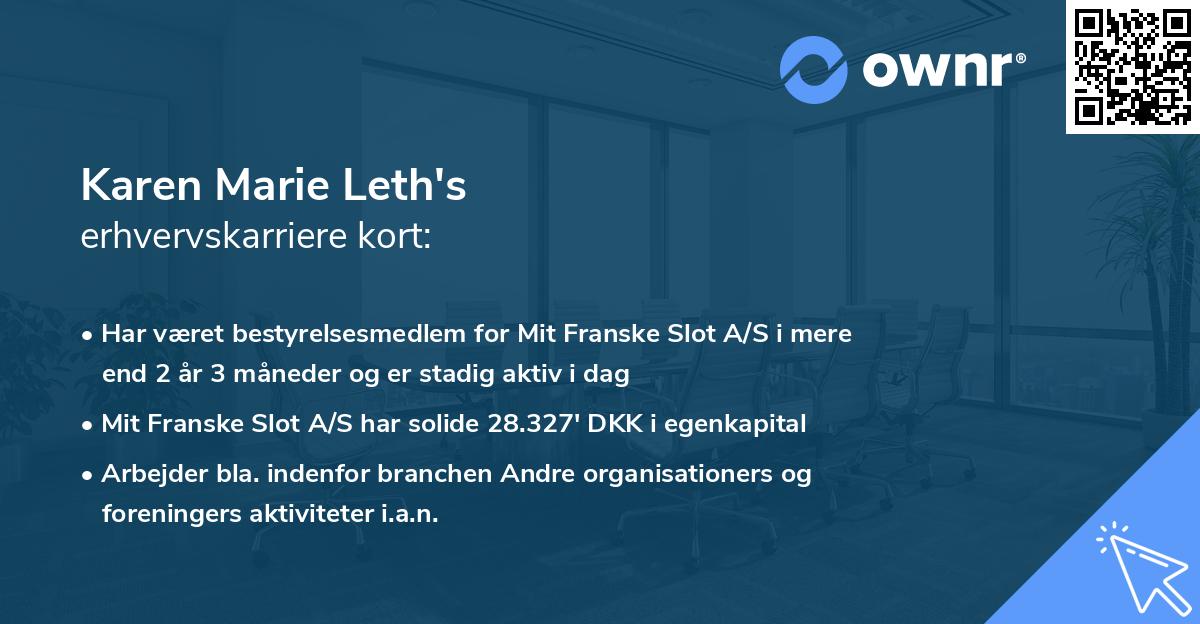 Karen Marie Leth's erhvervskarriere kort