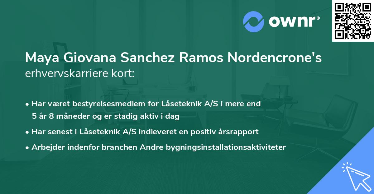 Maya Giovana Sanchez Ramos Nordencrone's erhvervskarriere kort