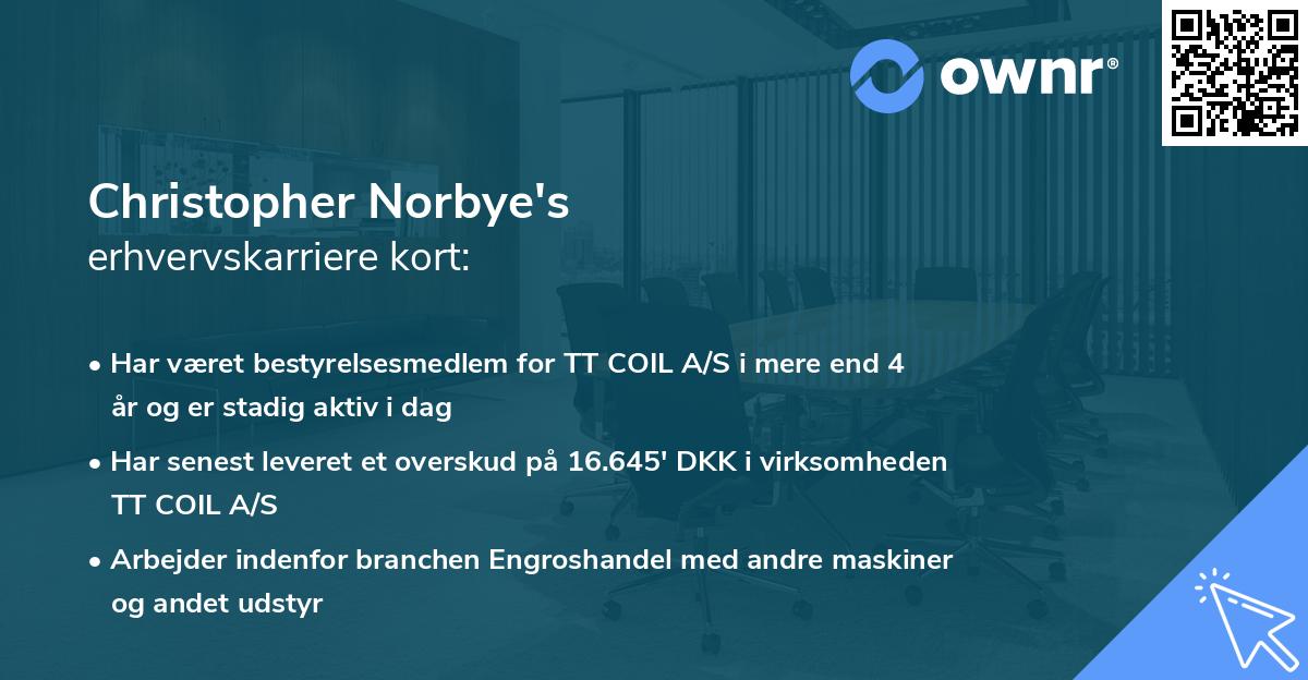 Christopher Norbye's erhvervskarriere kort