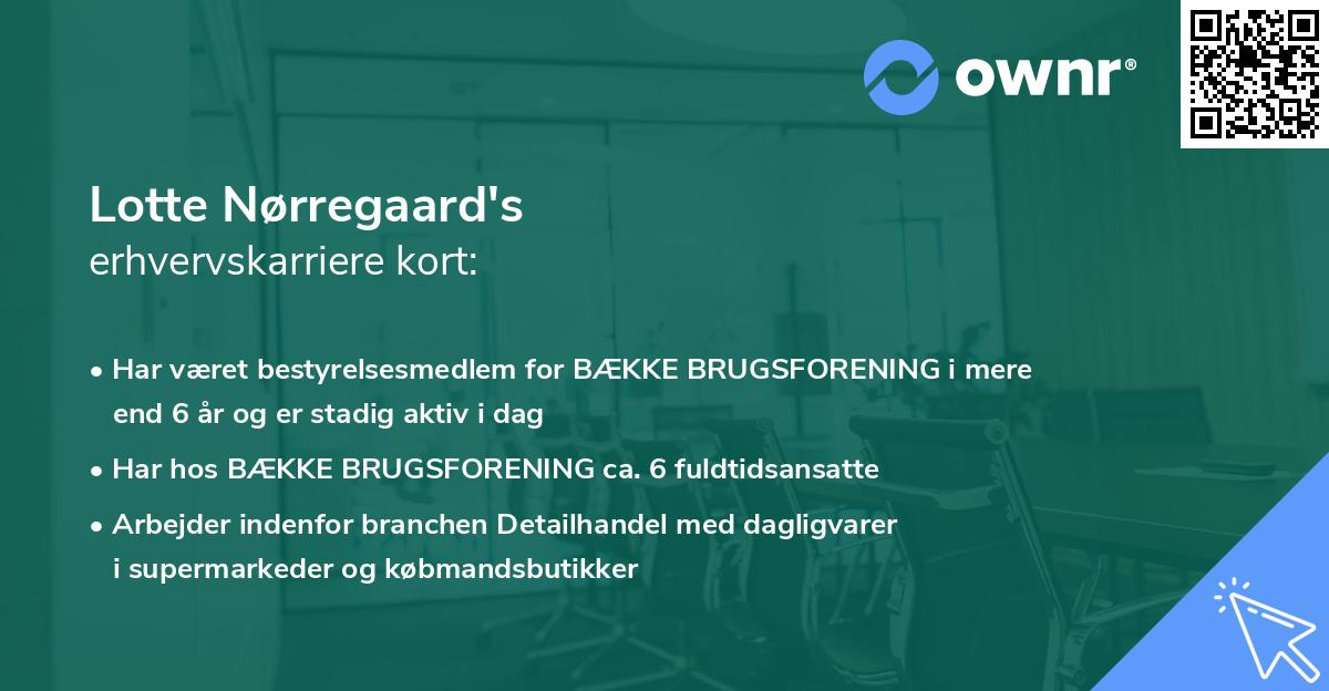 Lotte Nørregaard's erhvervskarriere kort