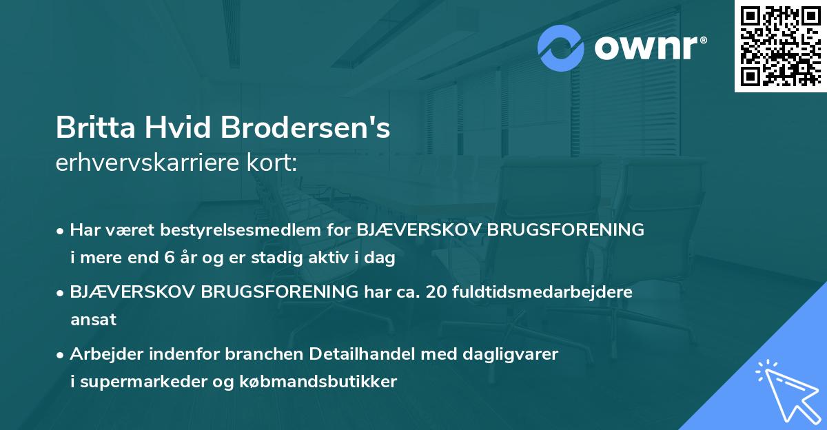Britta Hvid Brodersen's erhvervskarriere kort