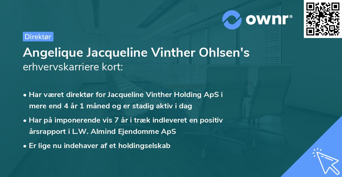 Angelique Jacqueline Vinther Ohlsen's erhvervskarriere kort