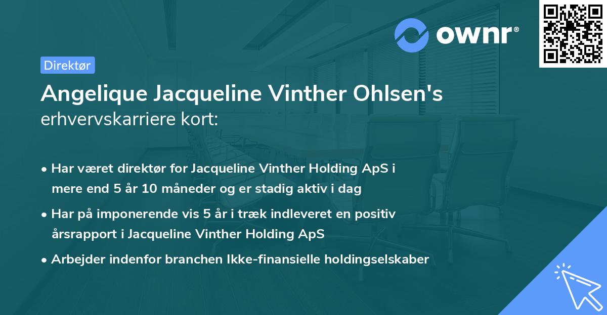Angelique Jacqueline Vinther Ohlsen's erhvervskarriere kort