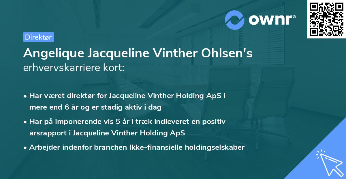 Angelique Jacqueline Vinther Ohlsen's erhvervskarriere kort
