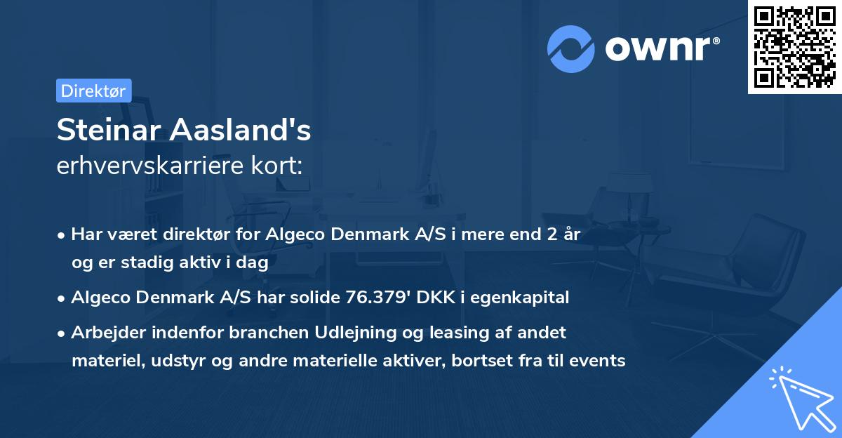 Steinar Aasland's erhvervskarriere kort
