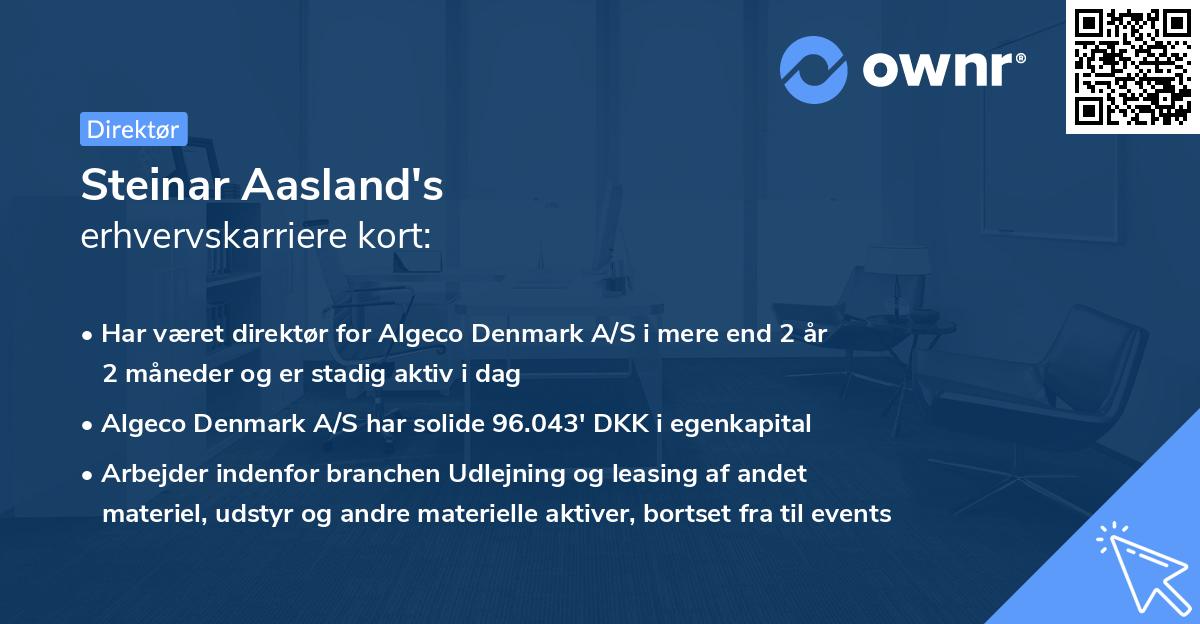 Steinar Aasland's erhvervskarriere kort