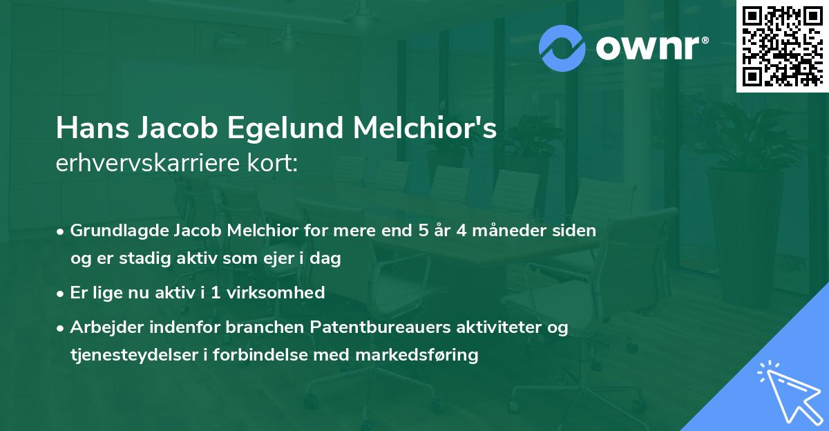Hans Jacob Egelund Melchior's erhvervskarriere kort