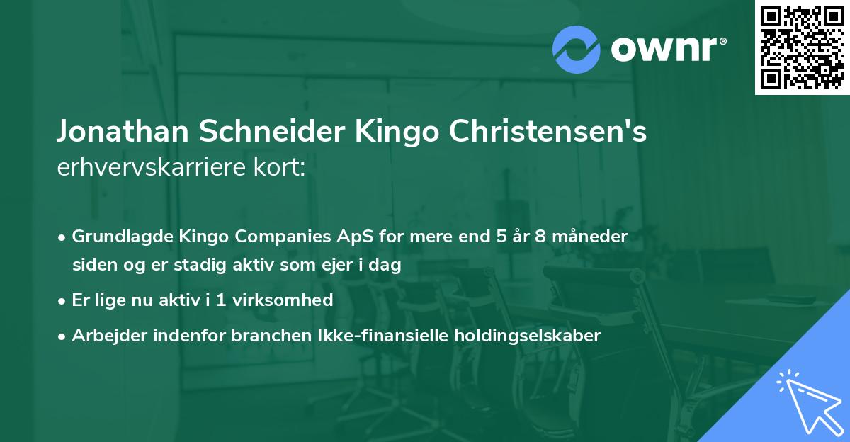 Jonathan Schneider Kingo Christensen's erhvervskarriere kort