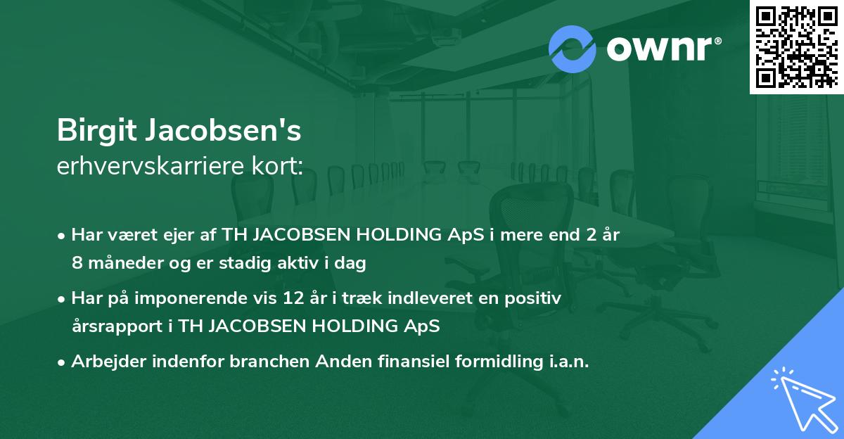 Birgit Jacobsen's erhvervskarriere kort