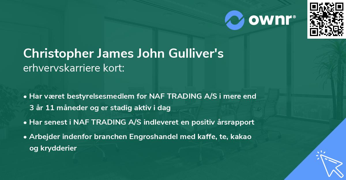 Christopher James John Gulliver's erhvervskarriere kort