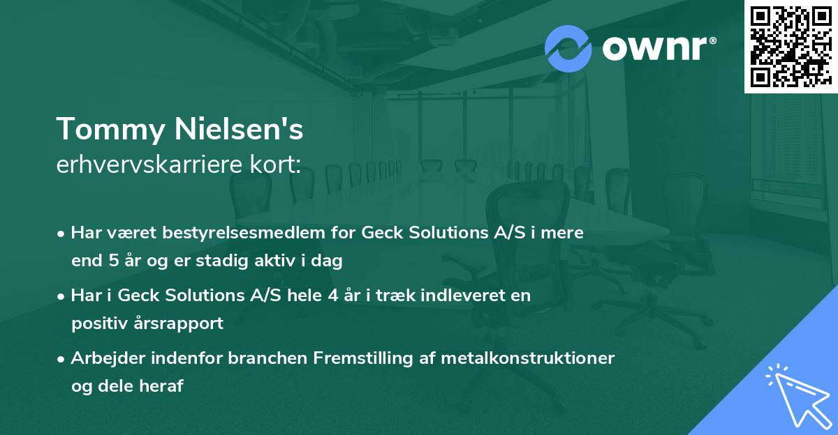Tommy Nielsen's erhvervskarriere kort