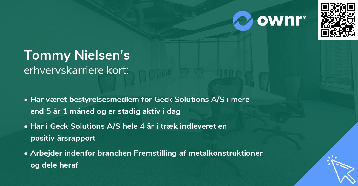 Tommy Nielsen's erhvervskarriere kort