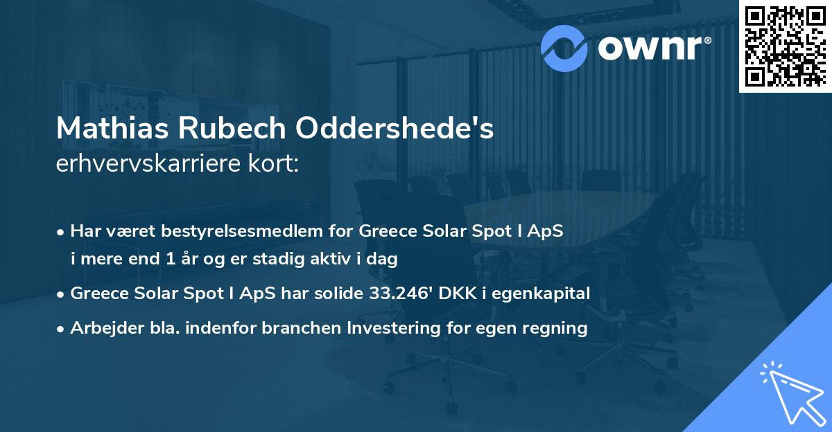 Mathias Rubech Oddershede's erhvervskarriere kort