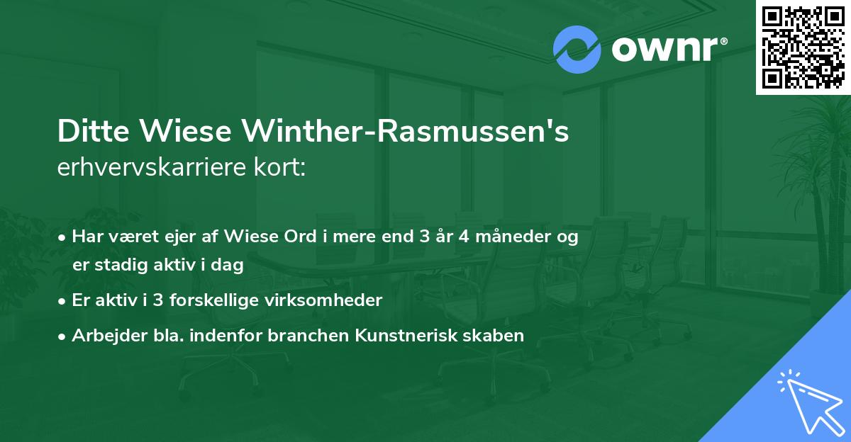 Ditte Wiese Winther-Rasmussen's erhvervskarriere kort