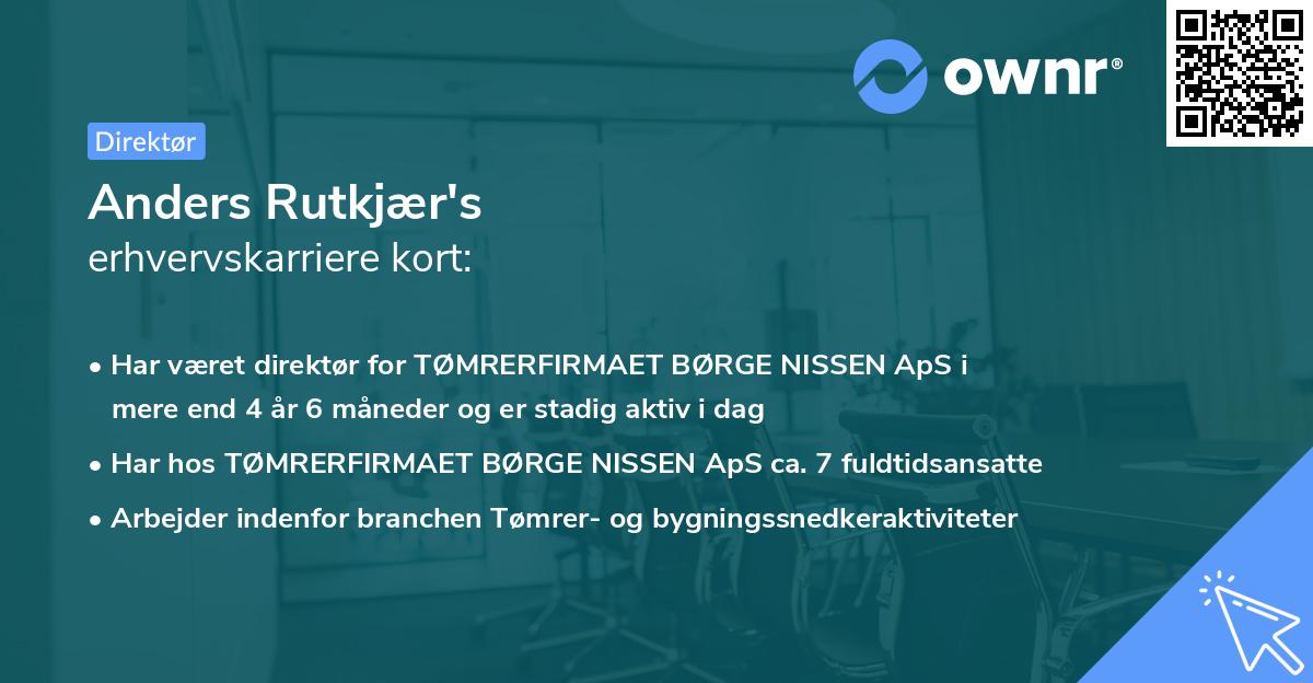 Anders Rutkjær's erhvervskarriere kort