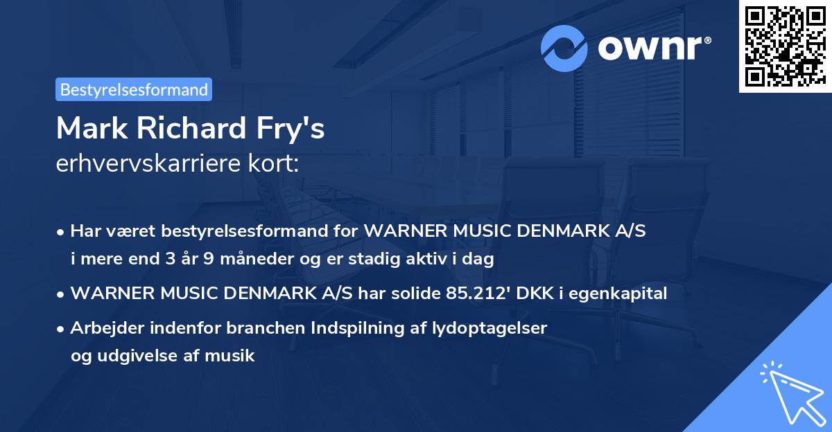 Mark Richard Fry's erhvervskarriere kort