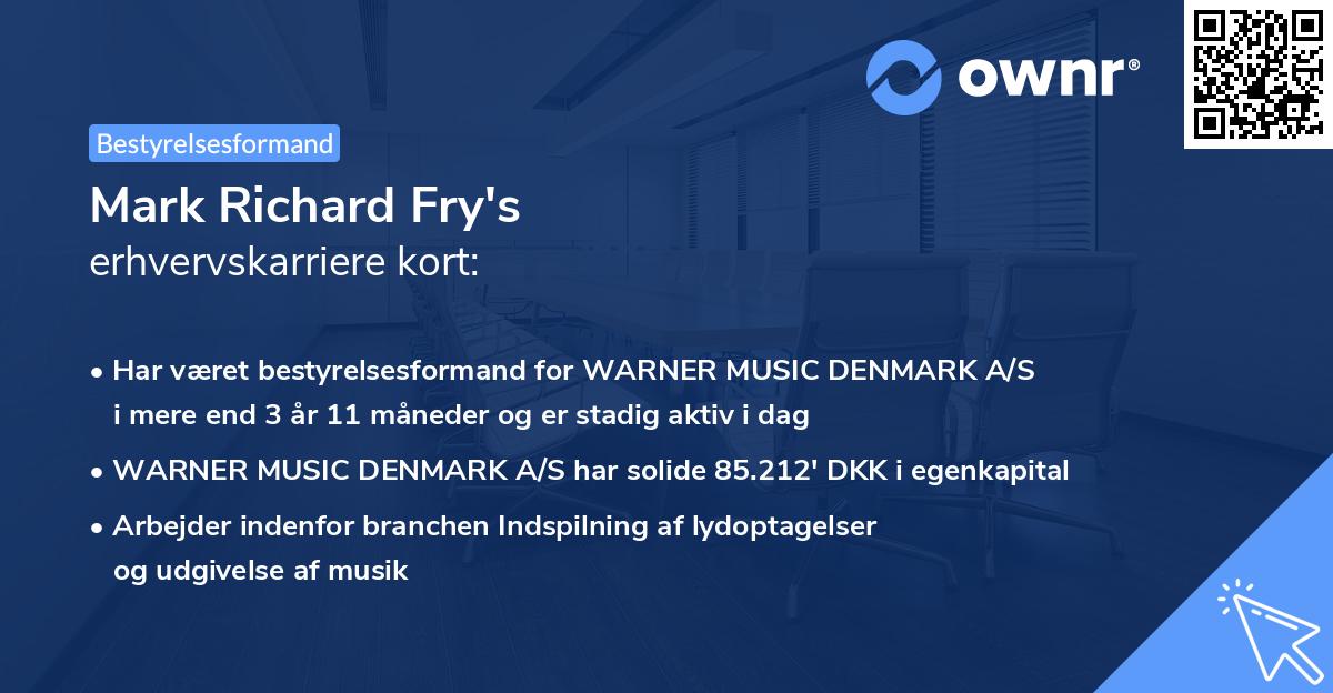 Mark Richard Fry's erhvervskarriere kort